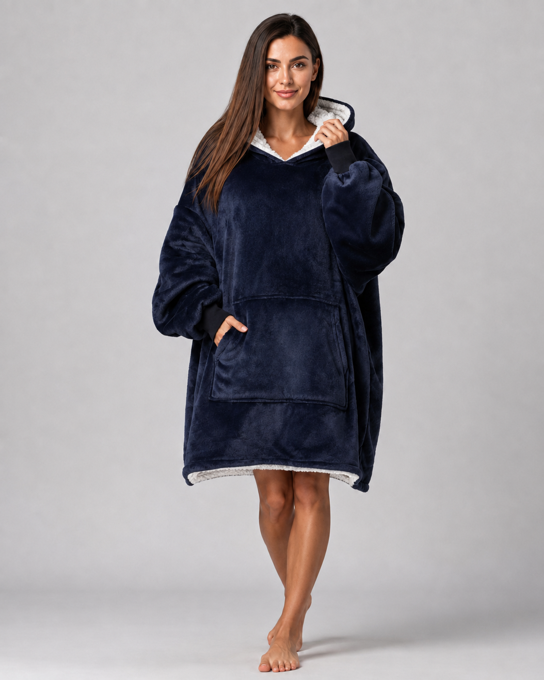 Navy Blue Blanket Hoodie by SV