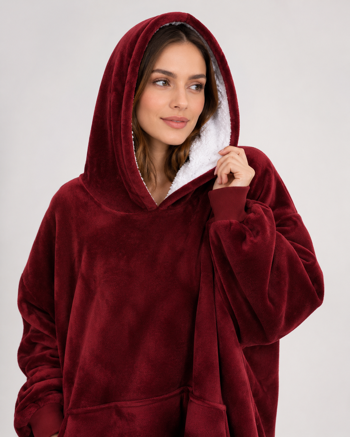 Burgundy Red Blanket Hoodie by SV