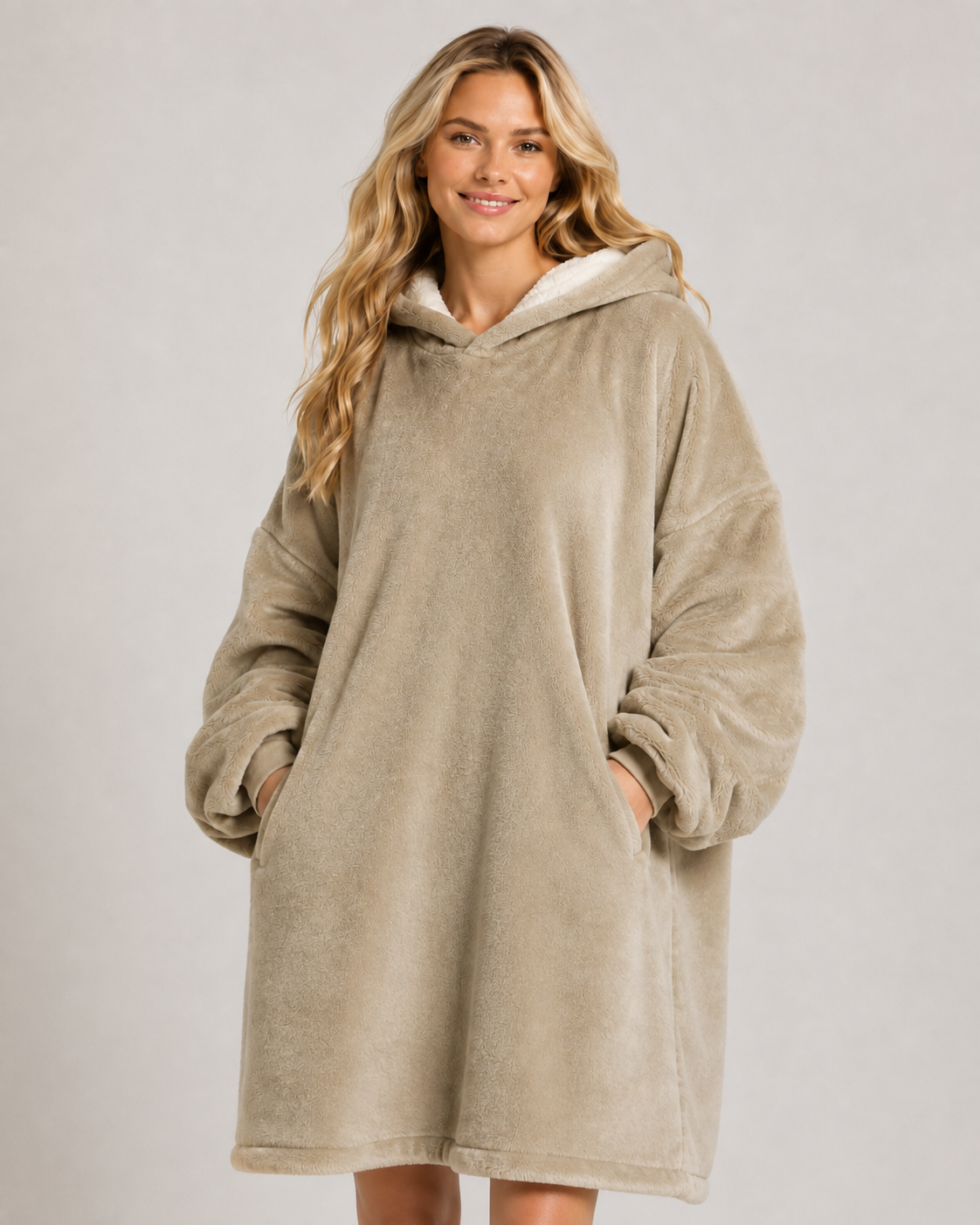 Beige/Tan Blanket Hoodie by SV
