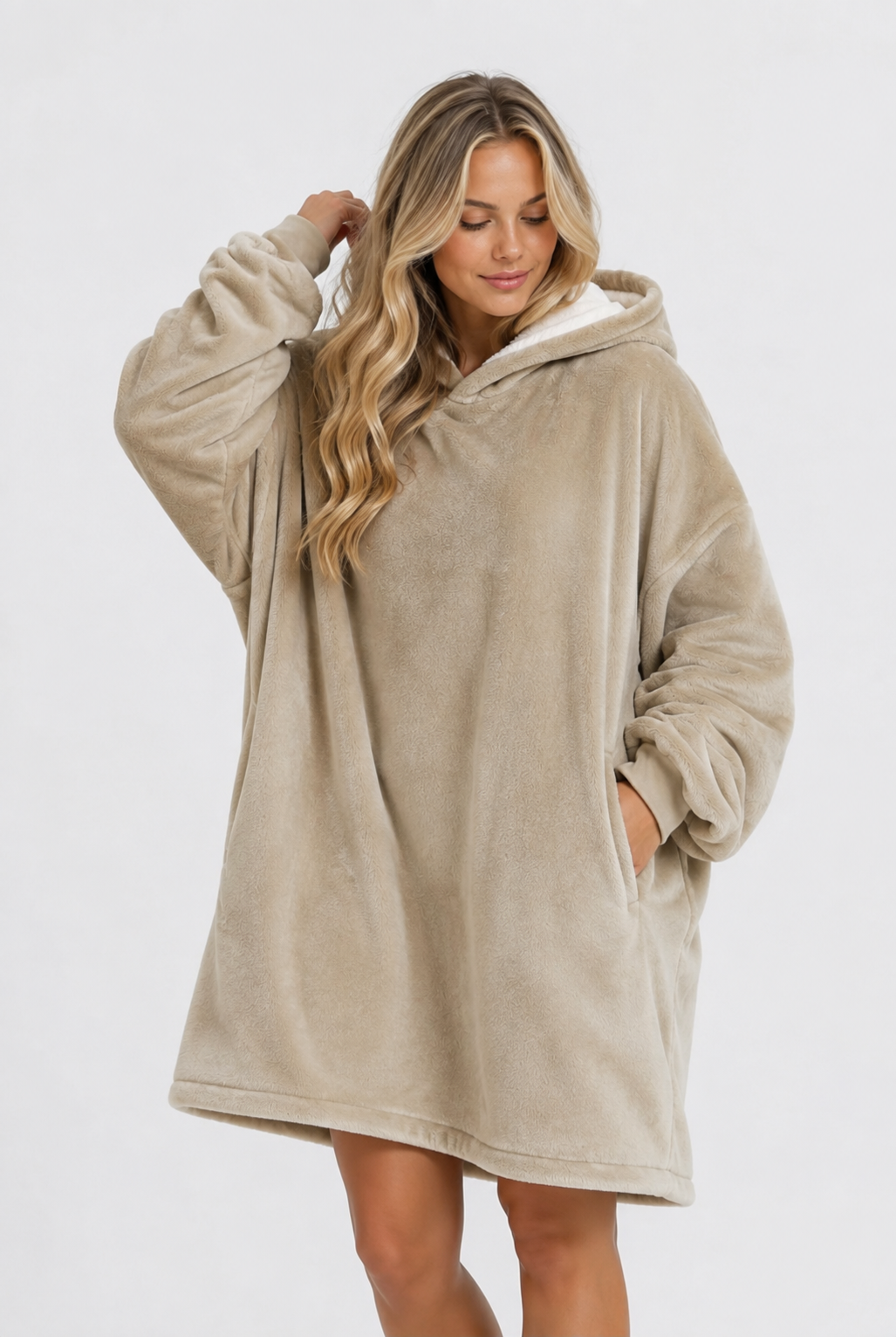 Beige/Tan Blanket Hoodie by SV
