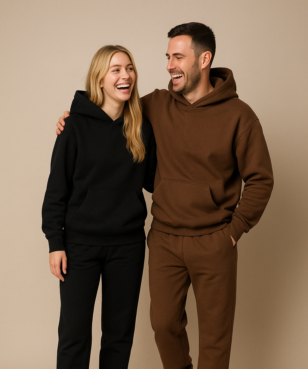 Cozy Oversized Brown Hoodie Set - Unisex Premium Hoodie & Jogger Lounge Outfit for Everyday Wear - Simple Elegant Design for Men & Women
