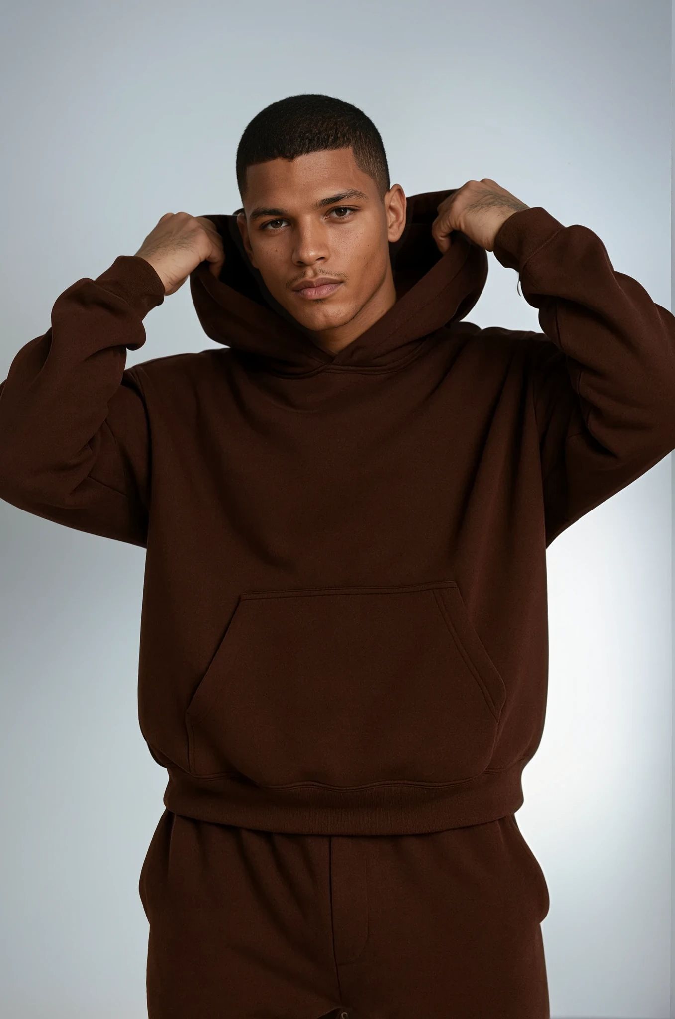 Cozy Oversized Brown Hoodie Set - Unisex Premium Hoodie & Jogger Lounge Outfit for Everyday Wear - Simple Elegant Design for Men & Women