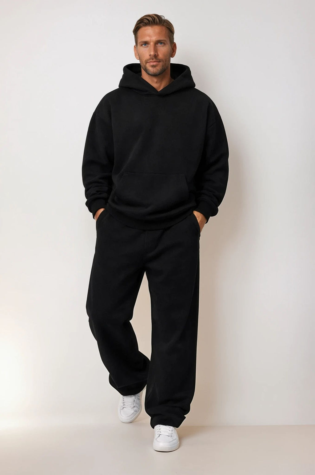 Cozy Oversized Black Hoodie Set - Unisex Premium Hoodie & Jogger Lounge Outfit for Everyday Wear - Simple Elegant Design for Men & Women