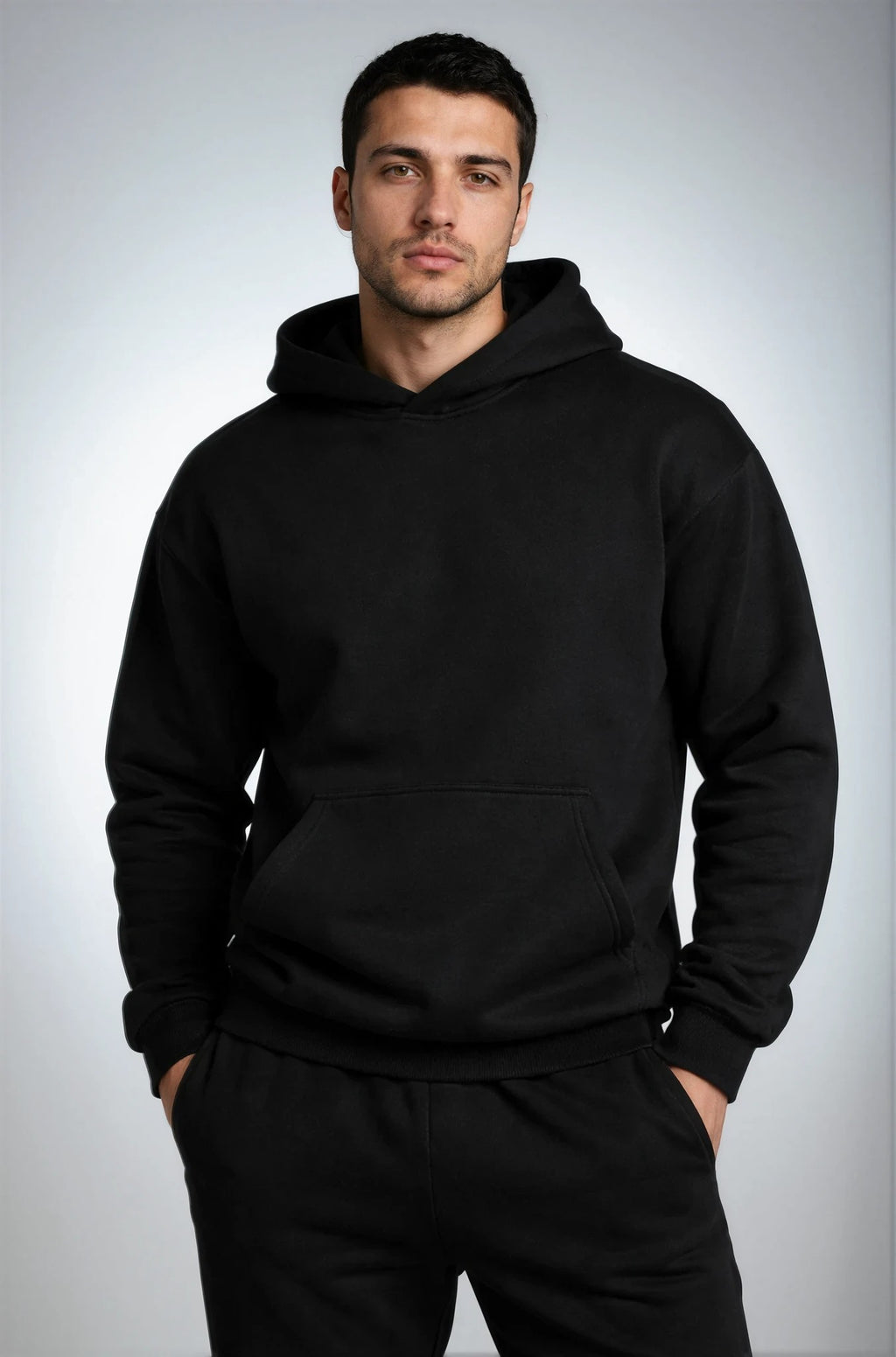 Cozy Oversized Black Hoodie Set - Unisex Premium Hoodie & Jogger Lounge Outfit for Everyday Wear - Simple Elegant Design for Men & Women