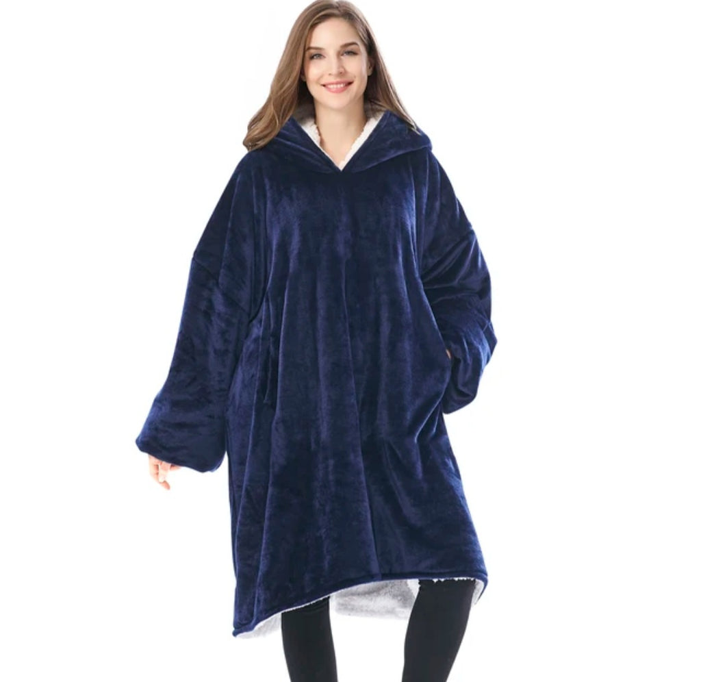 Dark Blue Blanket Hoodie by SV