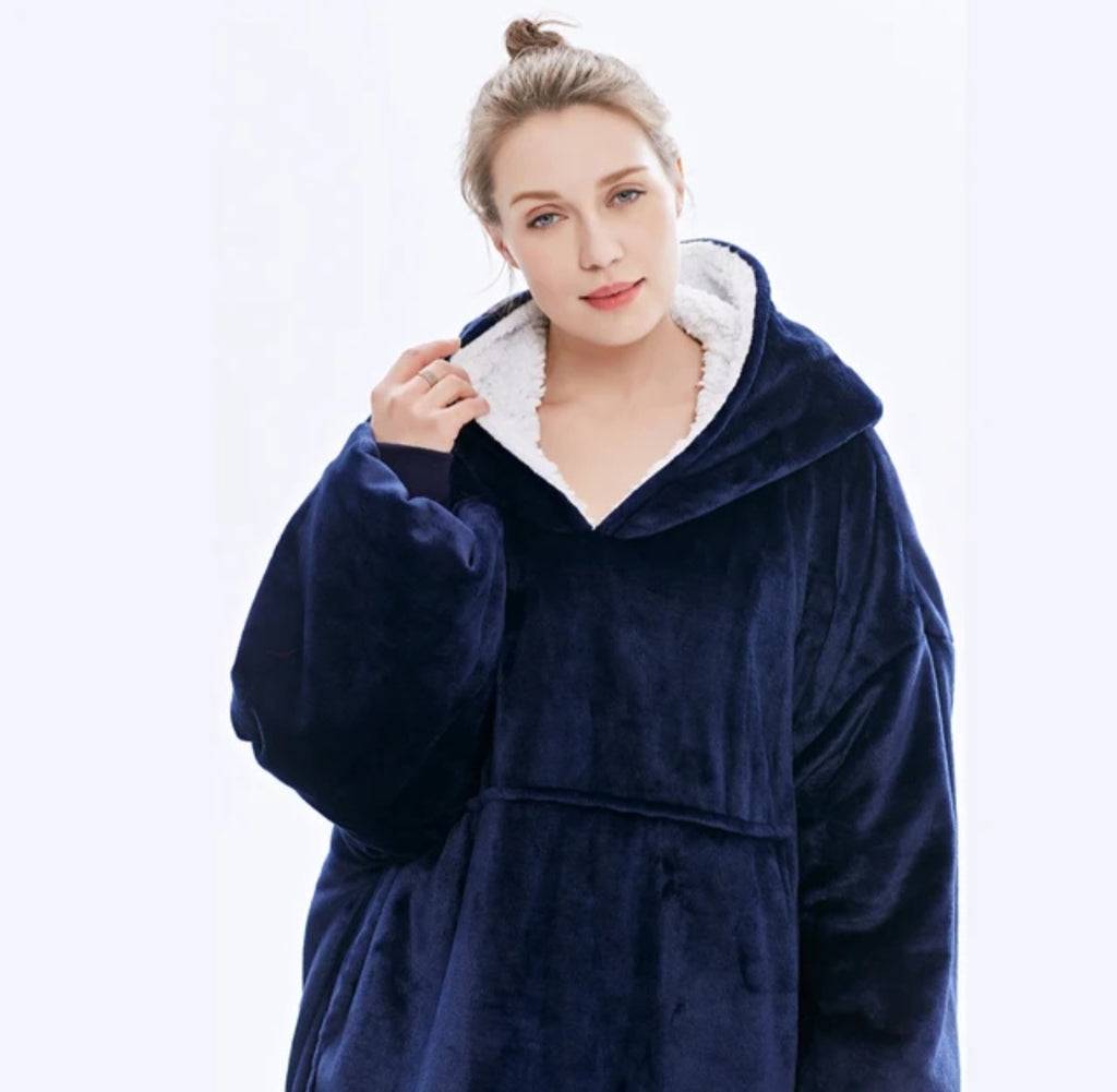 Dark Blue Blanket Hoodie by SV