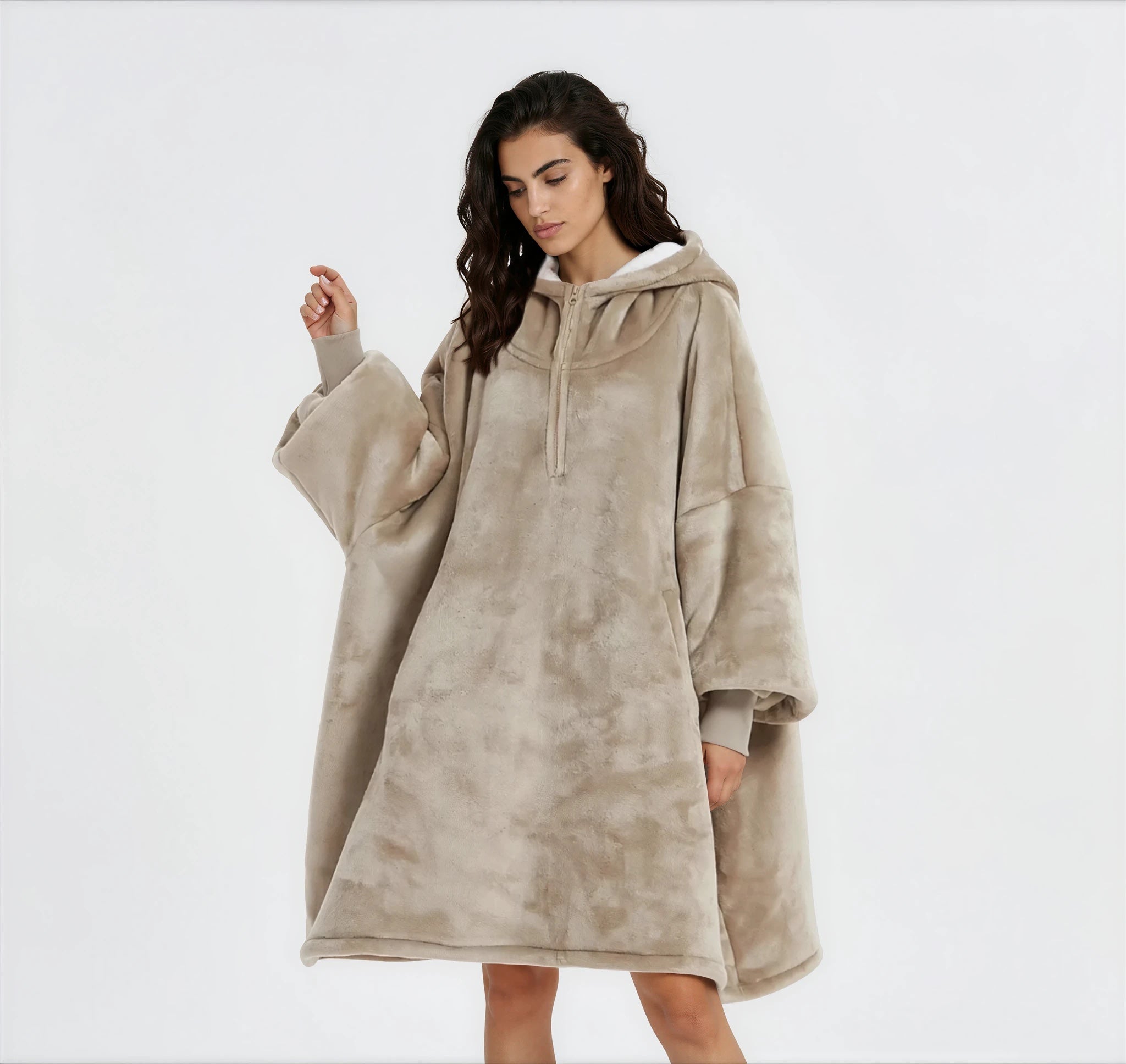 Beige/Tan Blanket Hoodie by SV