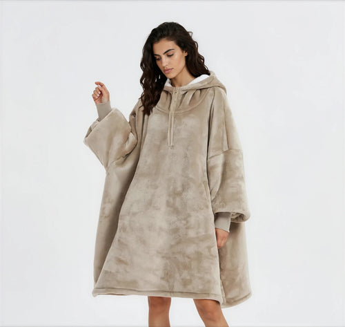 Beige/Tan Blanket Hoodie by SV