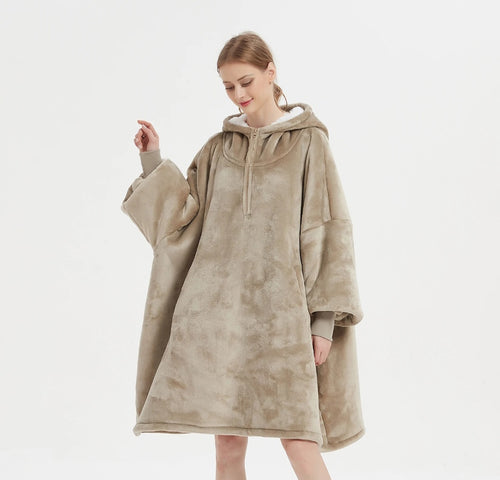 Beige/Tan Blanket Hoodie by SV