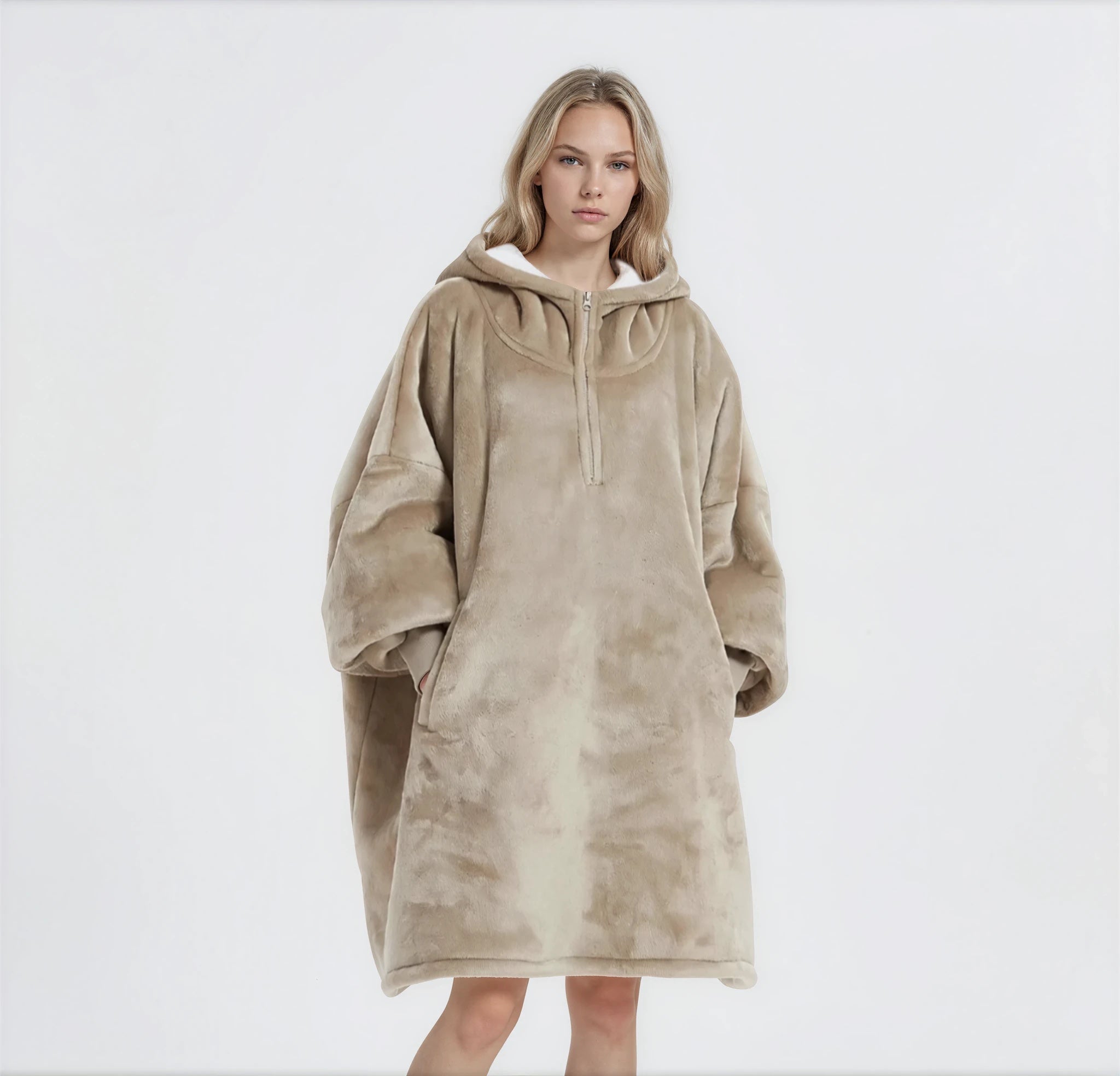 Beige/Tan Blanket Hoodie by SV