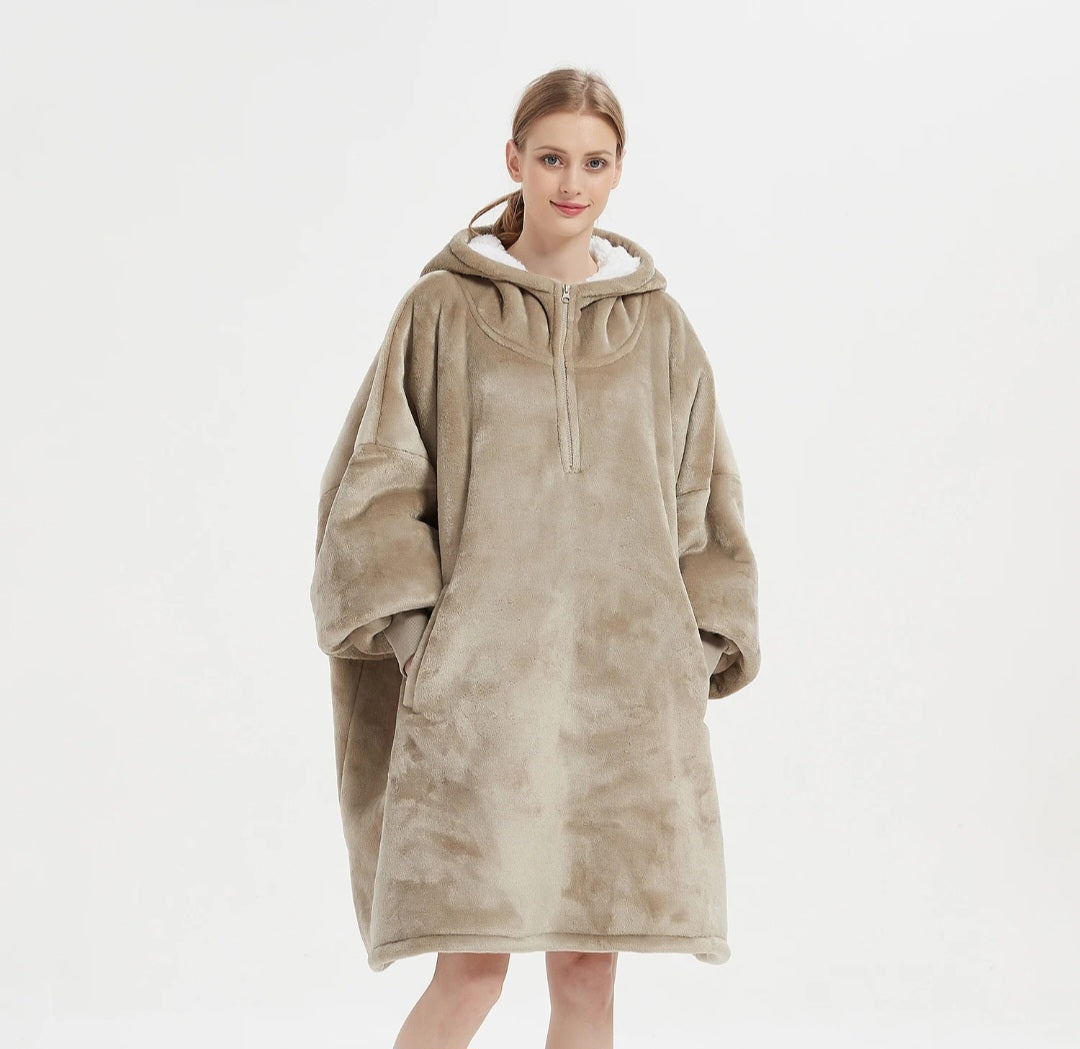 Beige/Tan Blanket Hoodie by SV