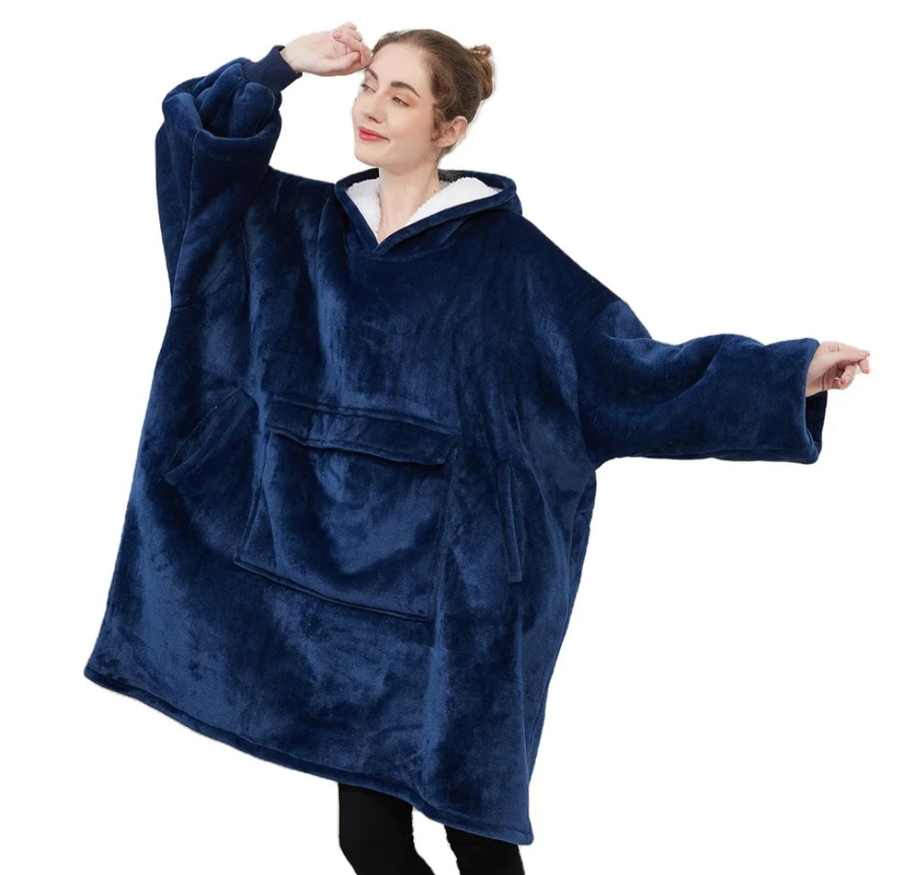Dark Blue Blanket Hoodie by SV