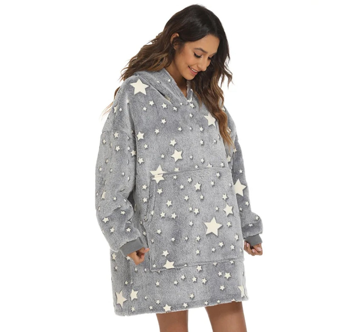 Grey Glow in the Dark Blanket Hoodie by SV