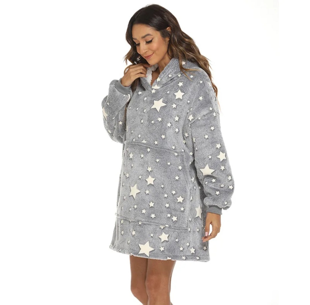 Grey Glow in the Dark Blanket Hoodie by SV