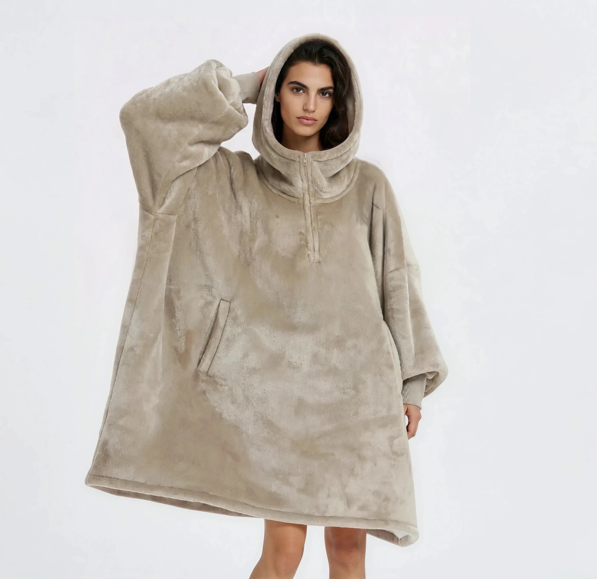 Beige/Tan Blanket Hoodie by SV