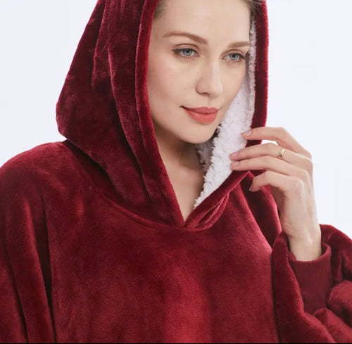 Burgundy Red Blanket Hoodie by SV
