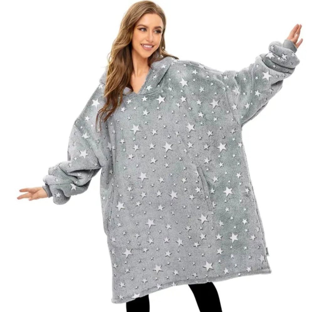 Grey Glow in the Dark Blanket Hoodie by SV