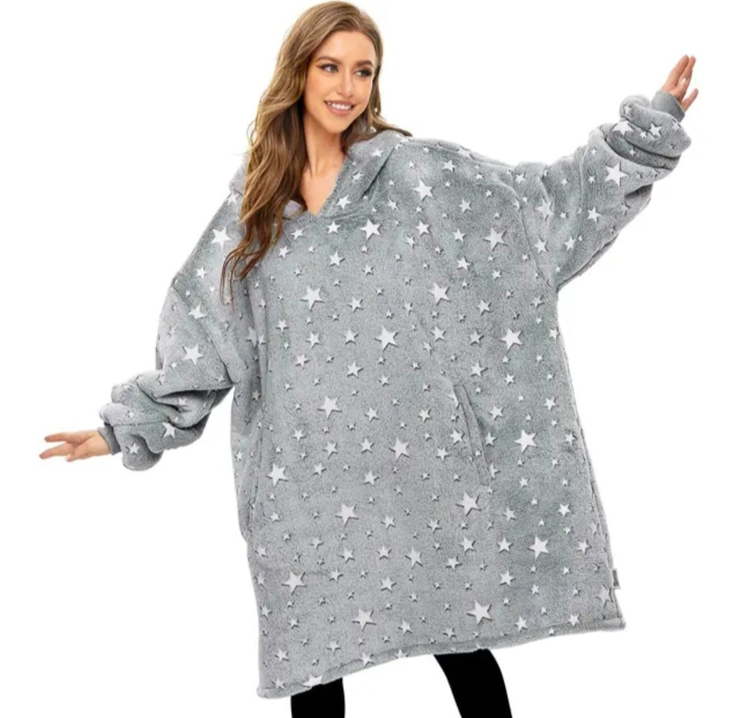 Grey Glow in the Dark Blanket Hoodie by SV