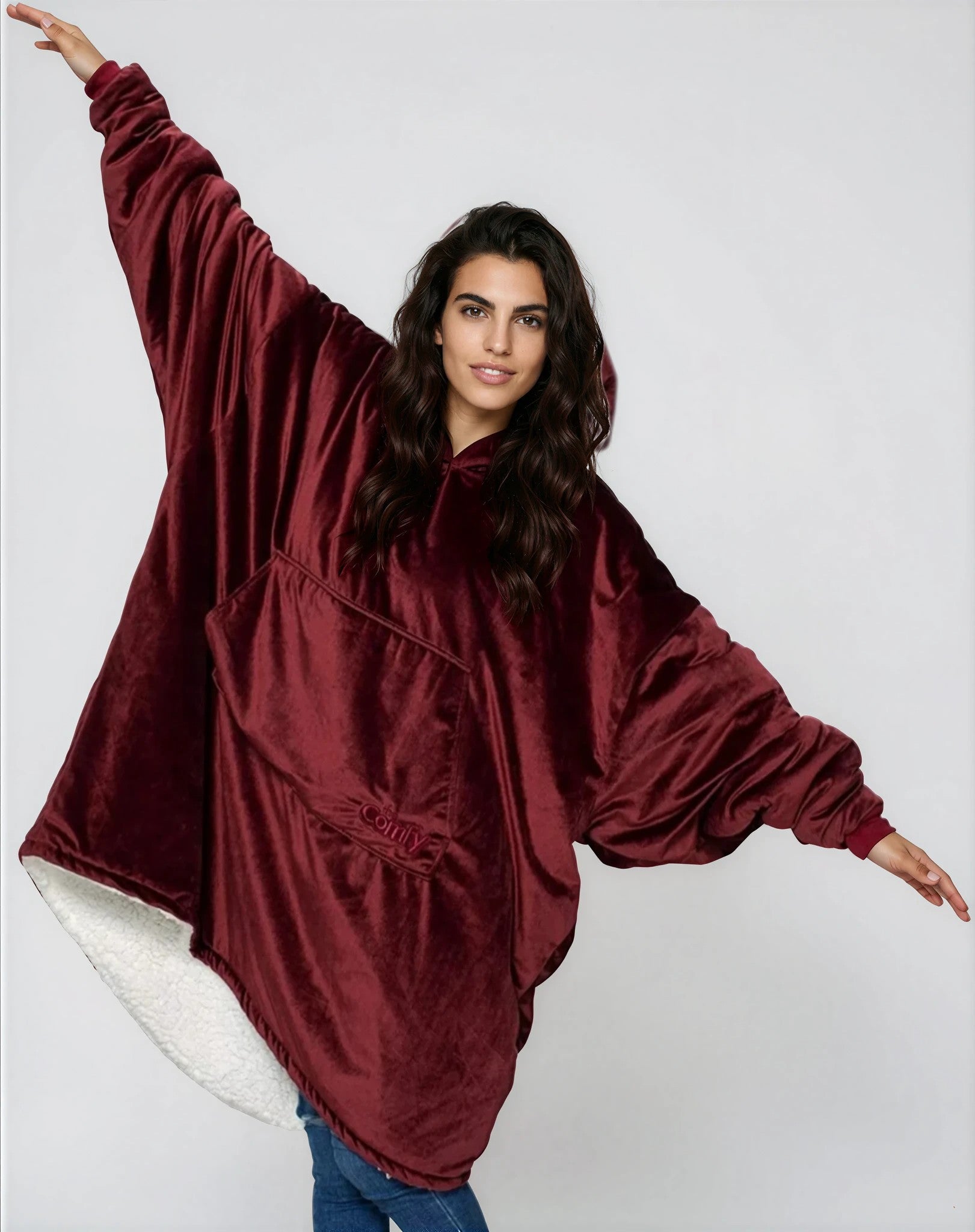Burgundy Red Blanket Hoodie by SV