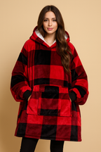 Red Checkered Blanket Hoodie by SV