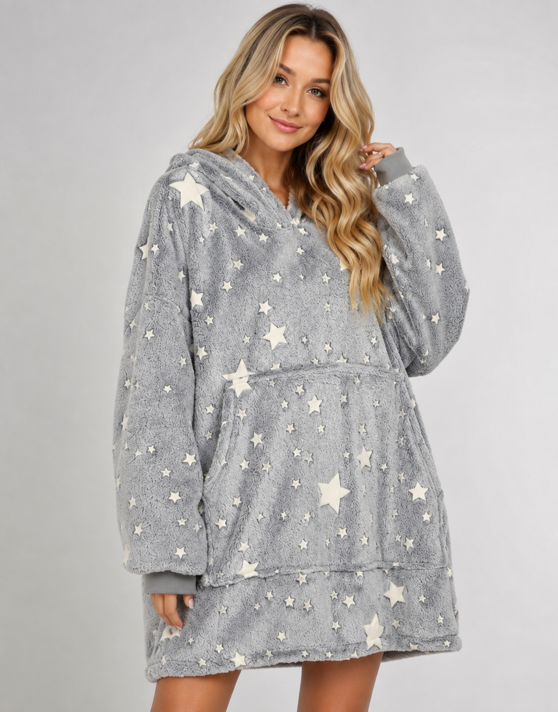 Grey Glow in the Dark Blanket Hoodie by SV