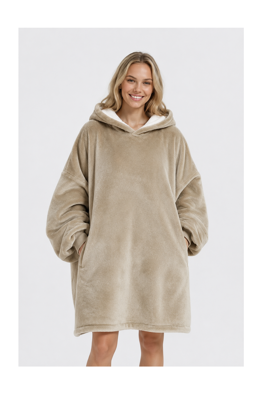 Beige/Tan Blanket Hoodie by SV