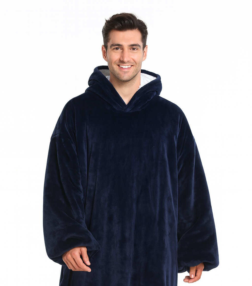 Dark Blue Blanket Hoodie by SV