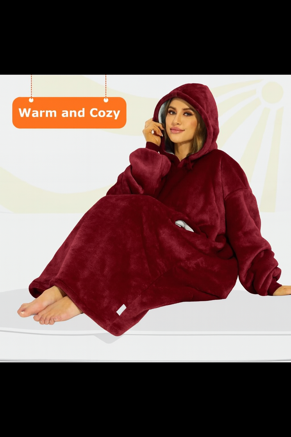 Burgundy Red Blanket Hoodie by SV