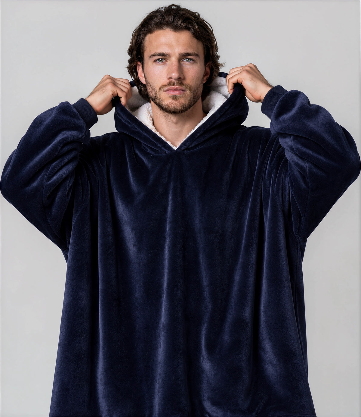 Navy Blue Blanket Hoodie by SV