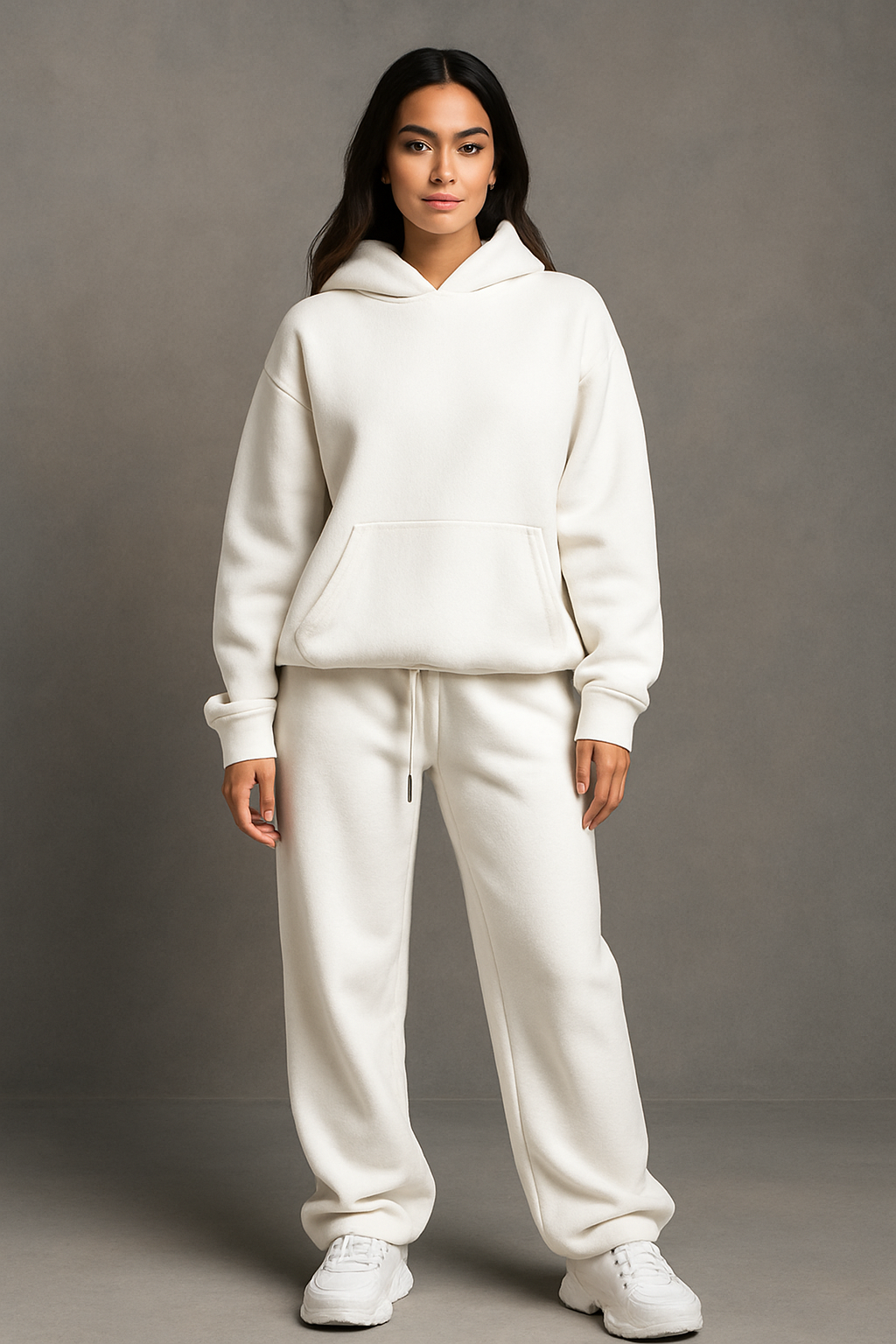 Cozy Oversized White Hoodie Set - Unisex Premium Hoodie & Jogger Lounge Outfit for Everyday Wear - Simple Elegant Design for Men & Women