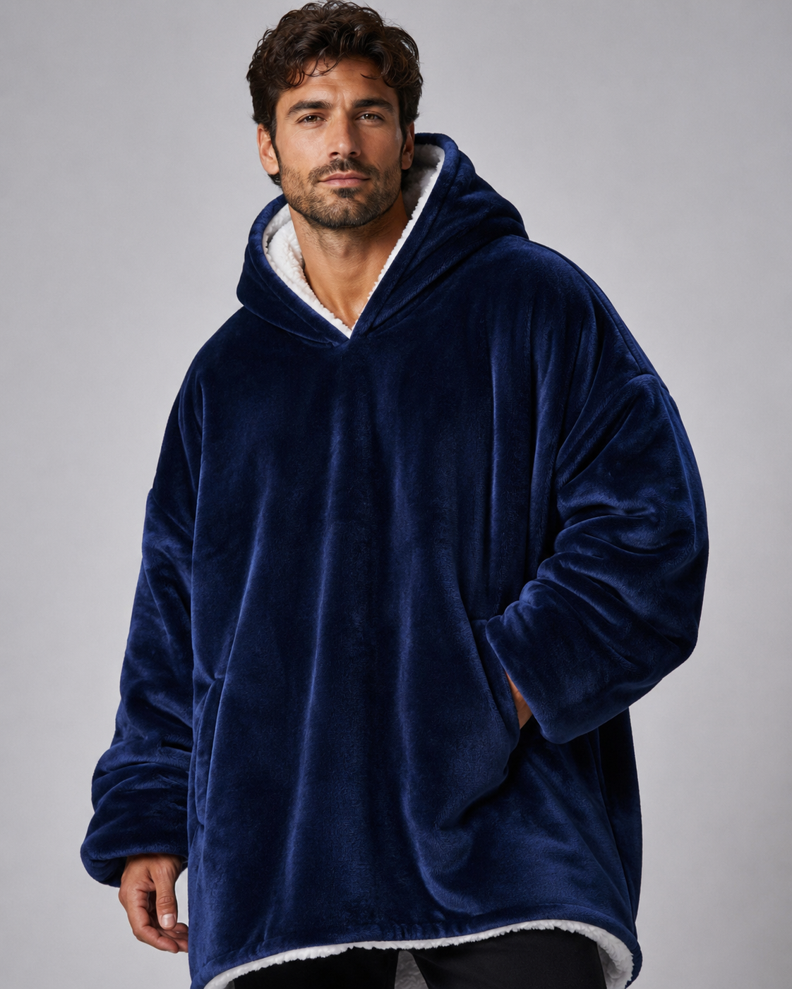 Navy Blue Blanket Hoodie by SV