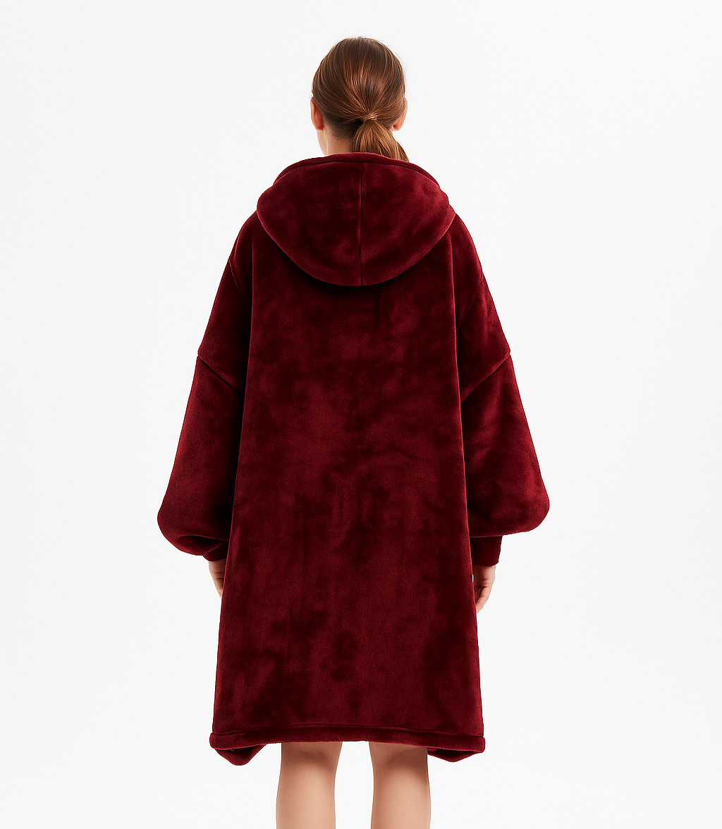 Burgundy Red Blanket Hoodie by SV