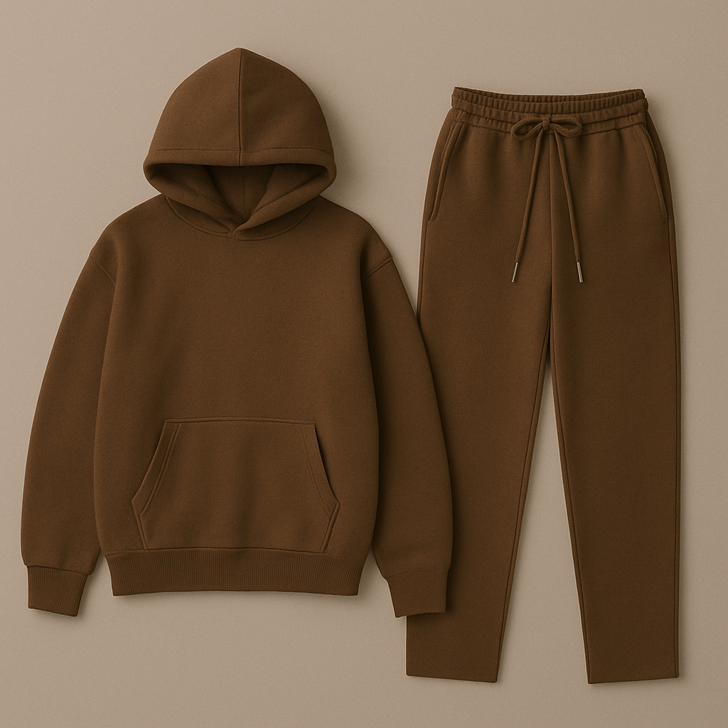 Cozy Oversized Brown Hoodie Set - Unisex Premium Hoodie & Jogger Lounge Outfit for Everyday Wear - Simple Elegant Design for Men & Women