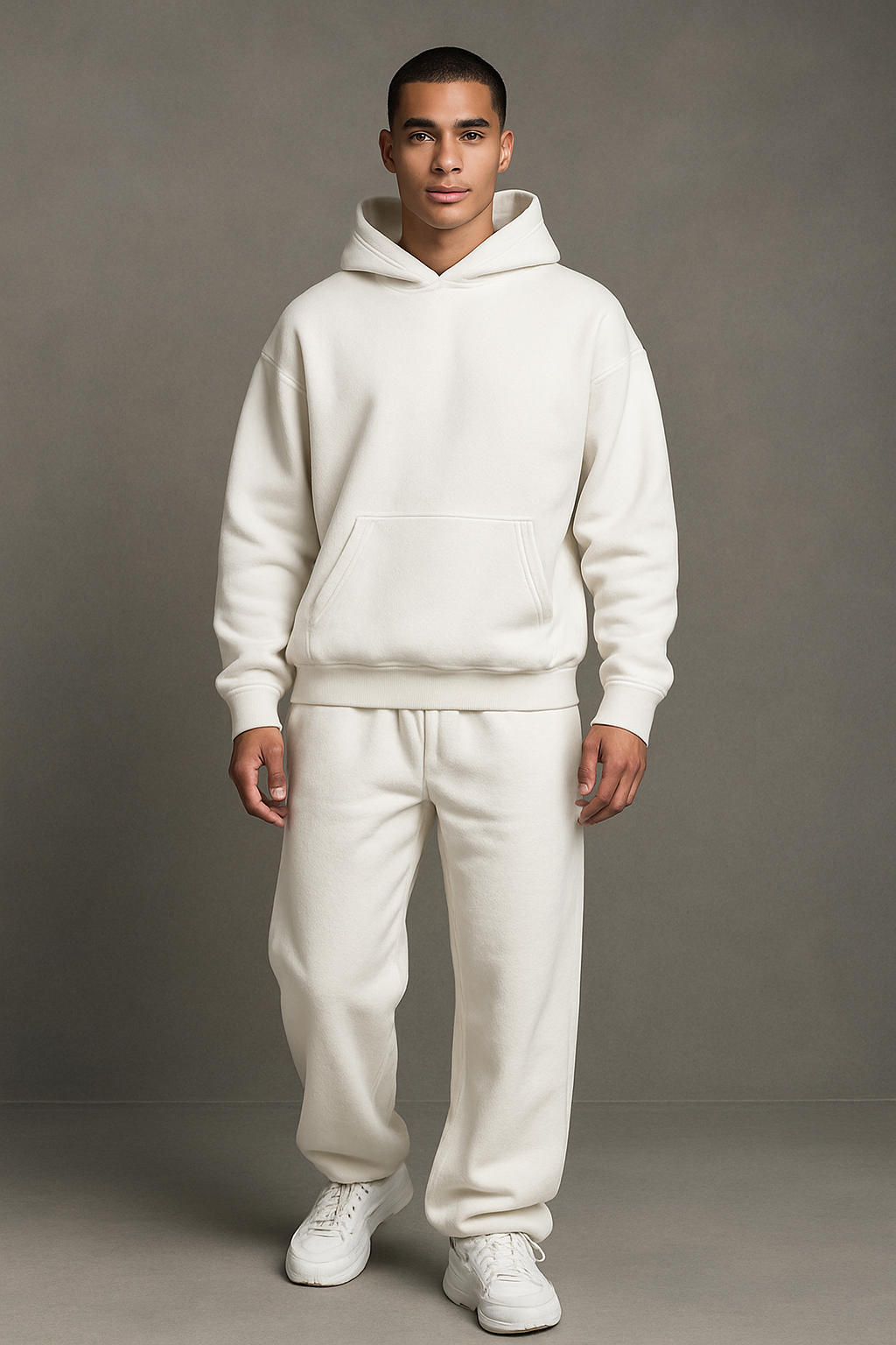 Cozy Oversized White Hoodie Set - Unisex Premium Hoodie & Jogger Lounge Outfit for Everyday Wear - Simple Elegant Design for Men & Women