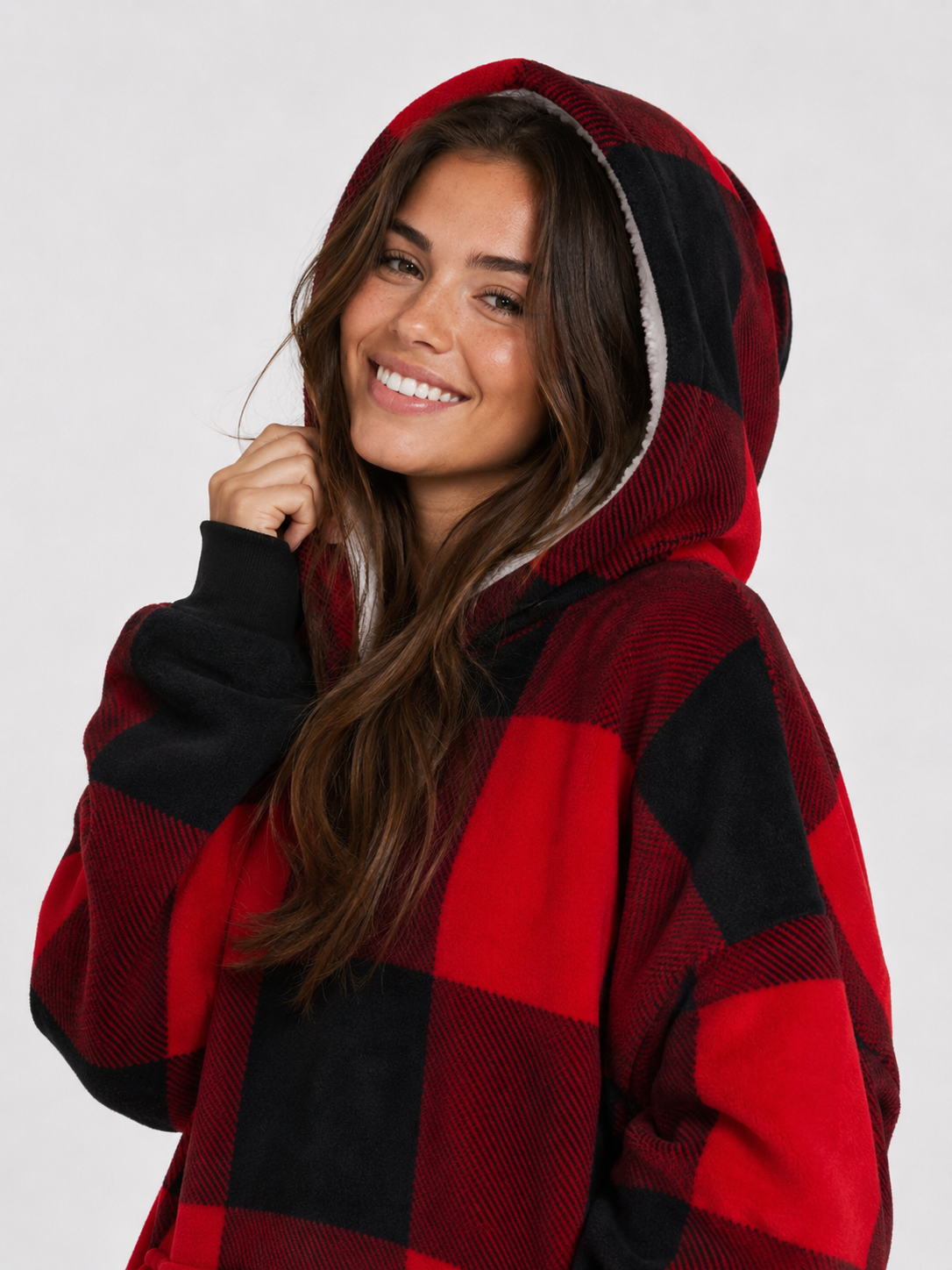 Red Checkered Blanket Hoodie by SV