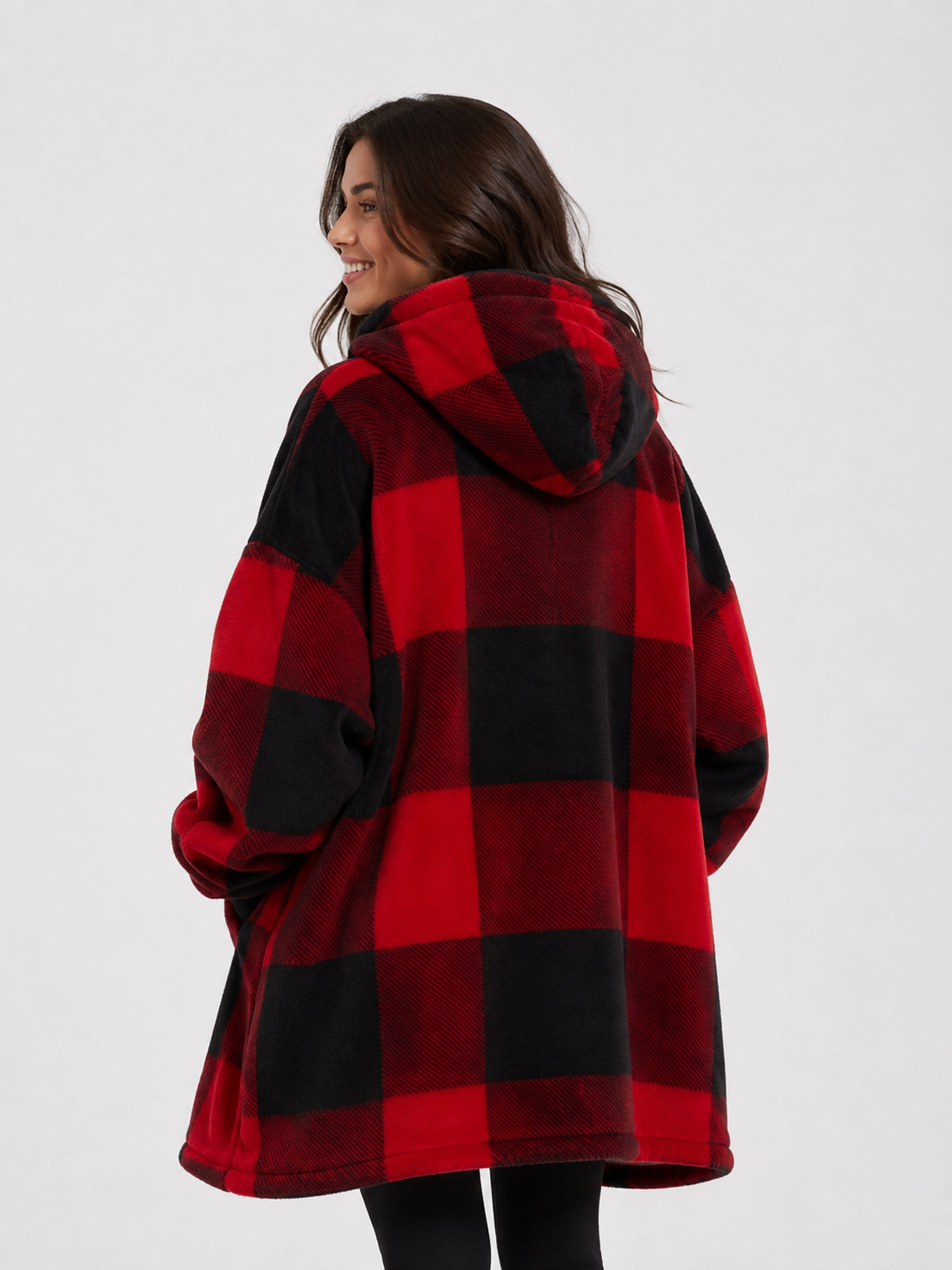 Red Checkered Blanket Hoodie by SV