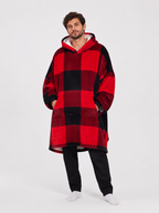 Red Checkered Blanket Hoodie by SV