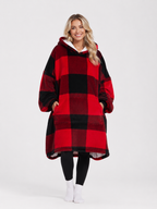 Red Checkered Blanket Hoodie by SV