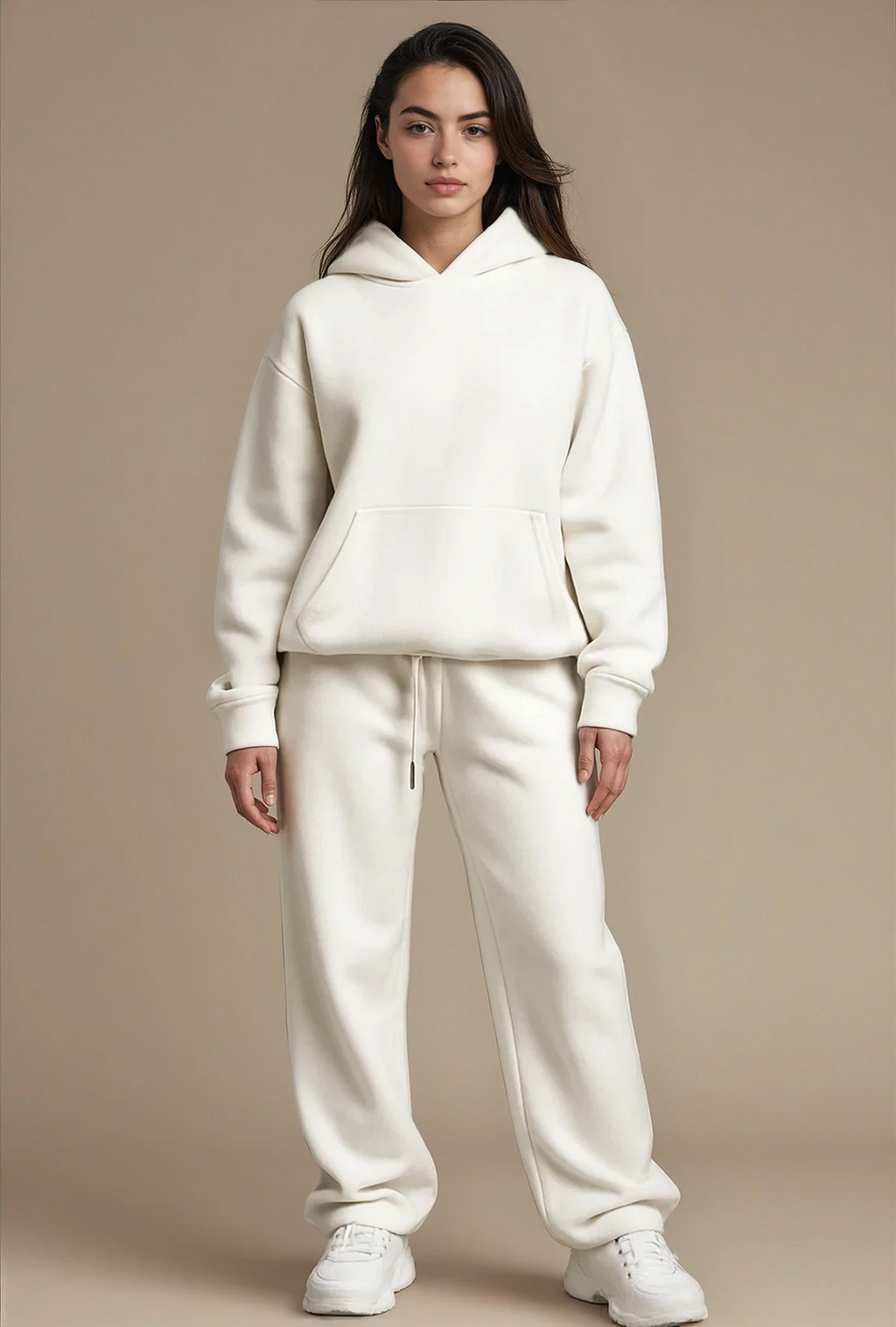 Cozy Oversized White Hoodie Set - Unisex Premium Hoodie & Jogger Lounge Outfit for Everyday Wear - Simple Elegant Design for Men & Women
